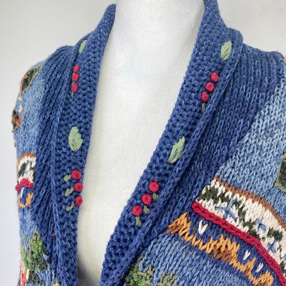 Vintage Tiara International Cardigan Sweater Womens M Floral Butterfly Boho 90s - Picture 5 of 12